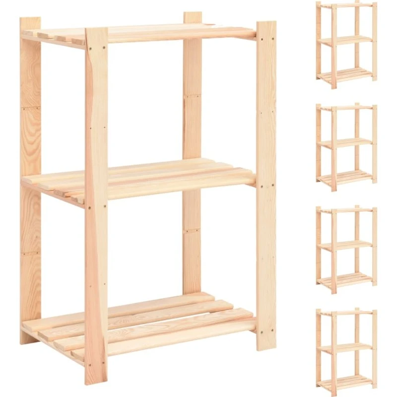 vidaXL reoler 5 stk. 3 hylder fyrretræ 60x38x90 cm (150 kg)