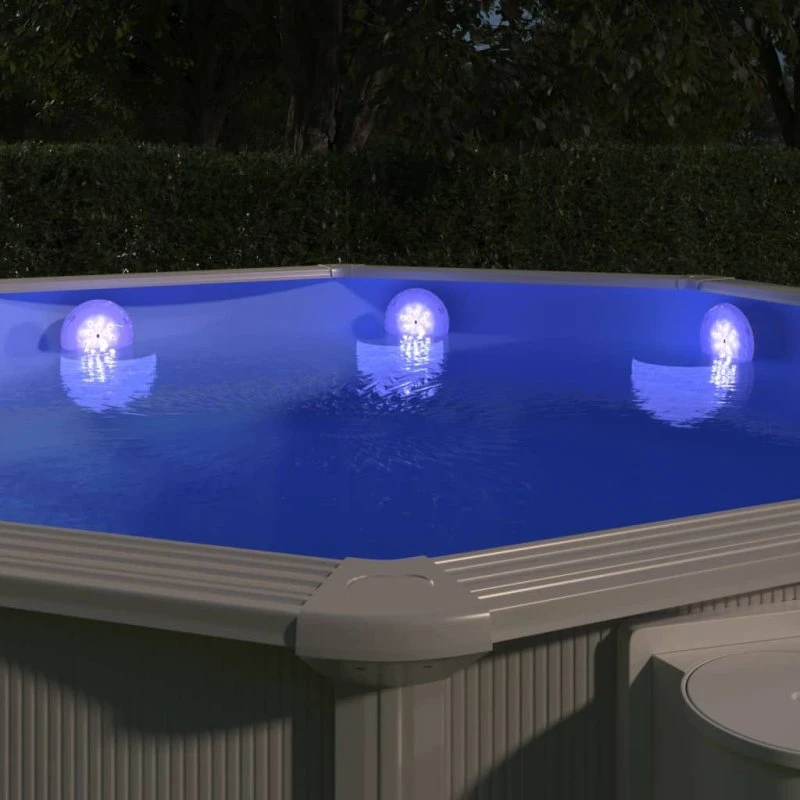vidaXL LED-poollampe nedsænkelig og flydende med fjernbetjening, hvid