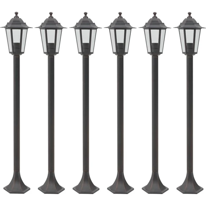 vidaXL havestolpelamper 6 stk. E27 110 cm aluminium bronzefarvet