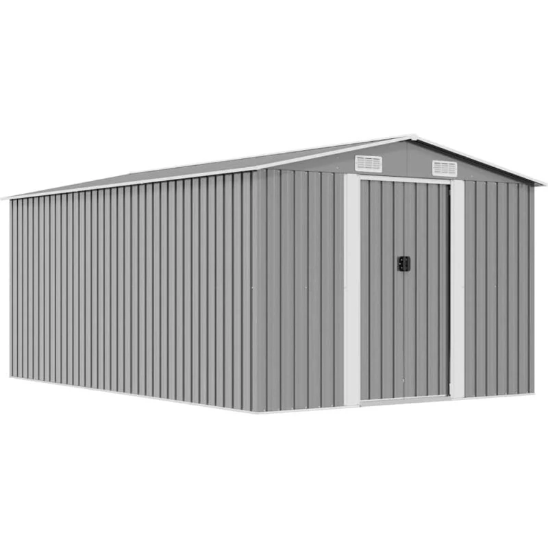 vidaXL haveskur i metal 257x392x181 cm – grå