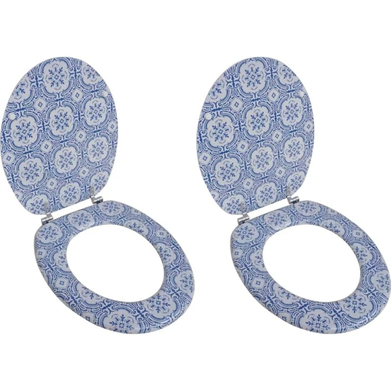 vidaXL toiletsæder 2 stk. MDF med låg – porcelænshvid