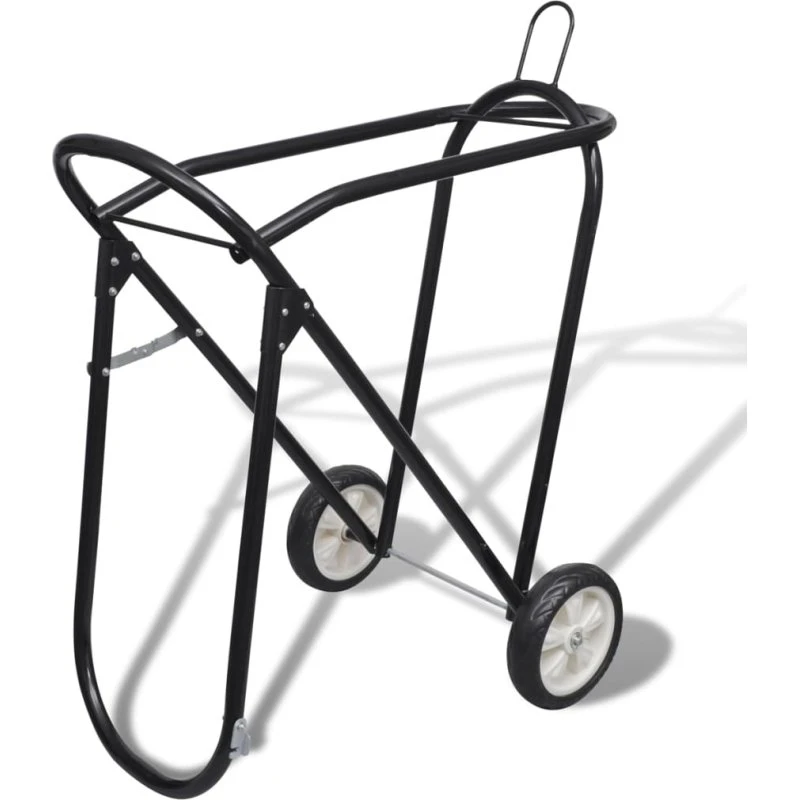 Sadelstativ i metal, sammenfoldeligt med hjul – sort 82 cm