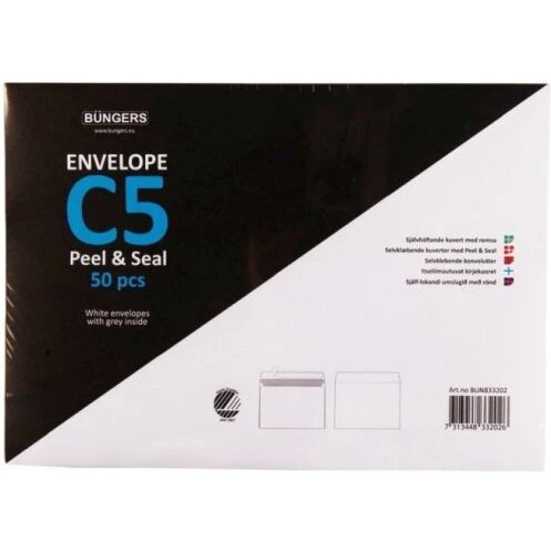 Büngers C5 Kuverter Peel & Seal Hvid 50 stk