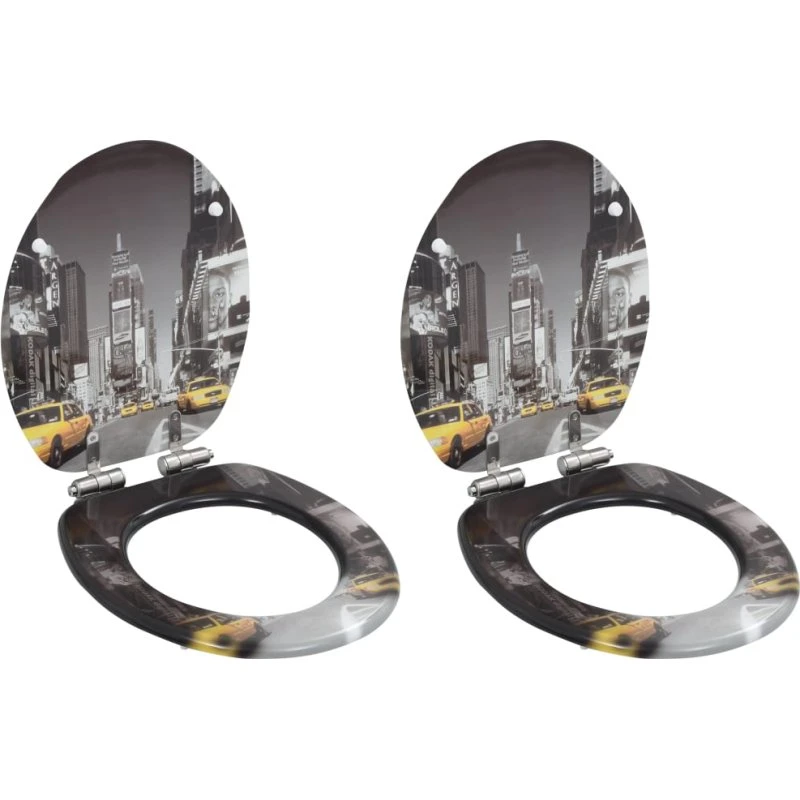 vidaXL toiletsæder 2 stk. MDF New York-design med soft close