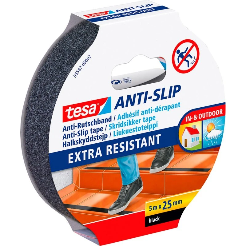 Tesa skridsikker tape 5 m x 25 mm sort