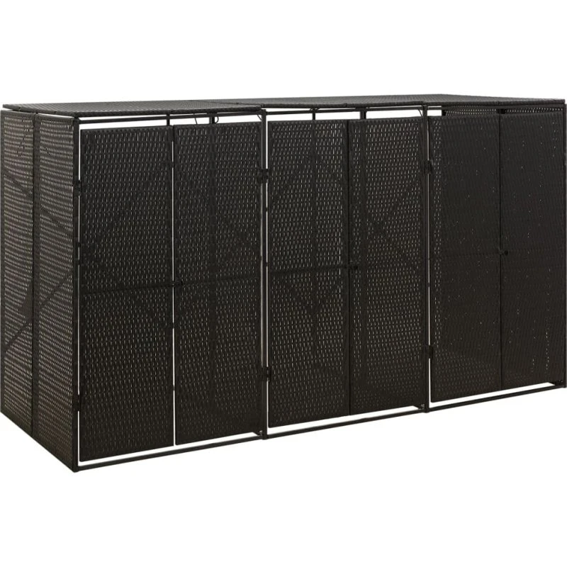 vidaXL tredobbelt skraldespandsskjuler 207x80x117 cm sort