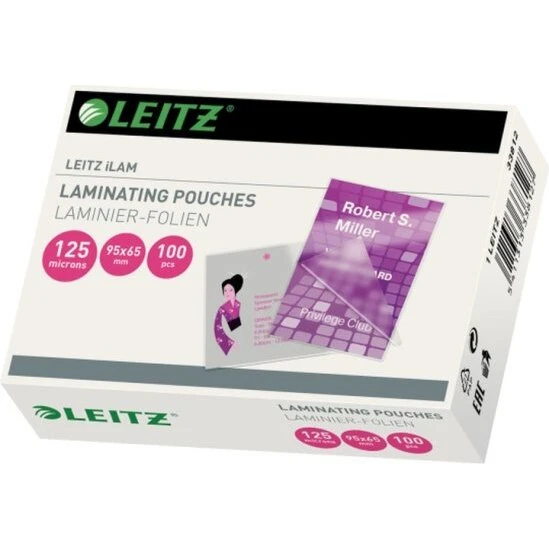 Leitz 65x95 mm lamineringslommer 125 my glans 100 stk