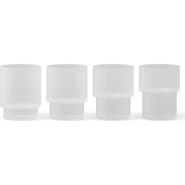 ferm LIVING Ripple Small glas 6 cl 4-pak Frosted