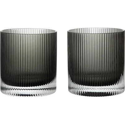 ferm LIVING Ripple Tumbler glas 25 cl, røggrå 2-pak