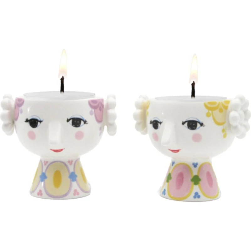 Bjørn Wiinblad Eva lysestage Ø6,5 cm 2-pak gul/lavendel