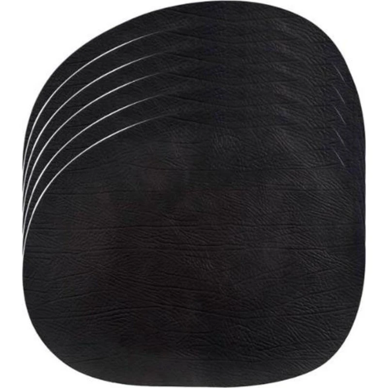 Aida RAW Buffalo dækkeservietter 6 stk. – sort, genbrugslæder 41×33,5 cm