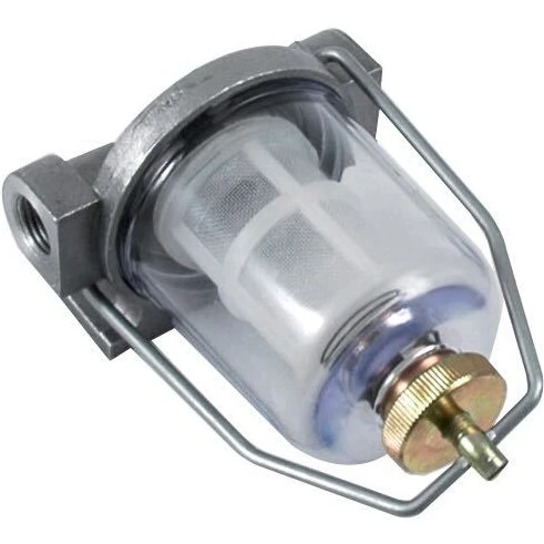 Brændstoffilter vandudskiller, komplet med glas & beslag (12 cm)