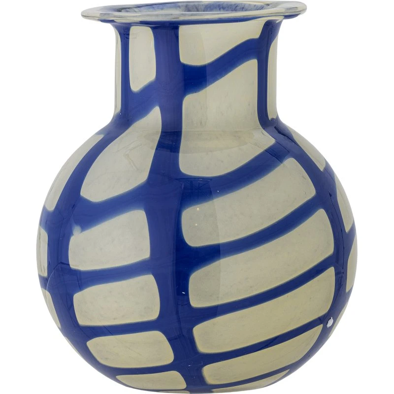 BLOOMINGVILLE Kiran vase - blå glas H19 cm