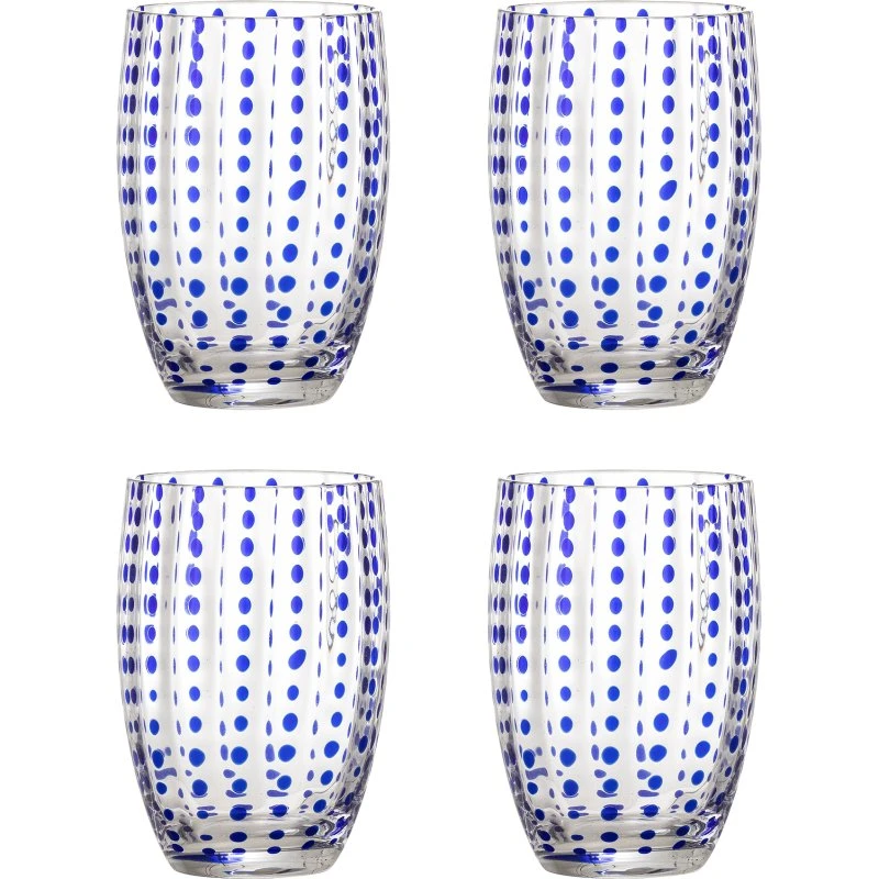 BLOOMINGVILLE Brinley drikkeglas 4 stk, blå (Ø7,5×H11 cm)