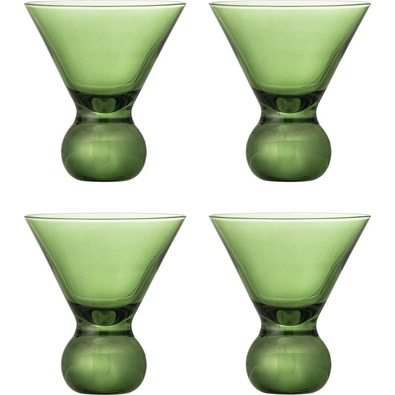 BLOOMINGVILLE Corliss cocktailglas 4 stk, grønt glas D9,5×H11