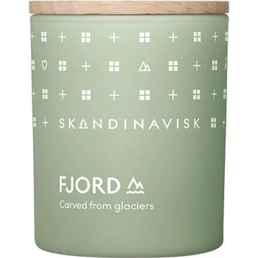 Skandinavisk FJORD duftlys 65 g – glas med trælåg