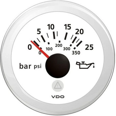 VDO 52 mm trykmåler 25 bar hvid IP67 12/24V
