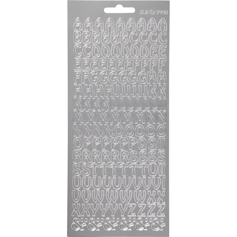 Focus Bogstav Klistermærker Sølv – ark 10x23 cm