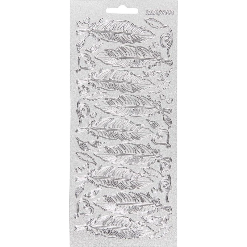 Uden Mærke Klistermærker Fjer Sølv, ark 10x23 cm