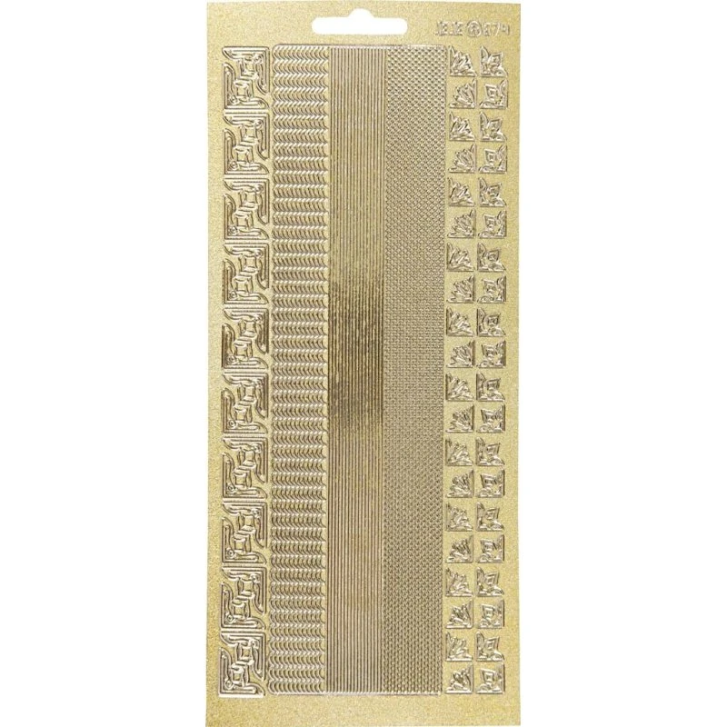 Klistermærker Strimler til Kanter, Guld (1 ark 10x23 cm)