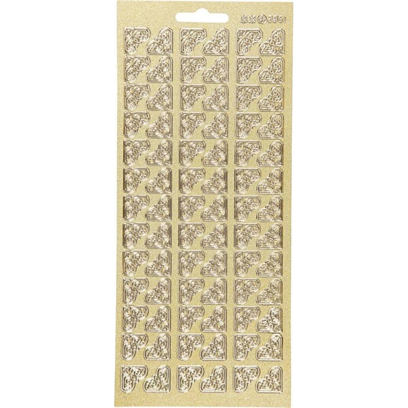 Klistermærker Hjørne Dekoration – Guld, ark 10x23 cm