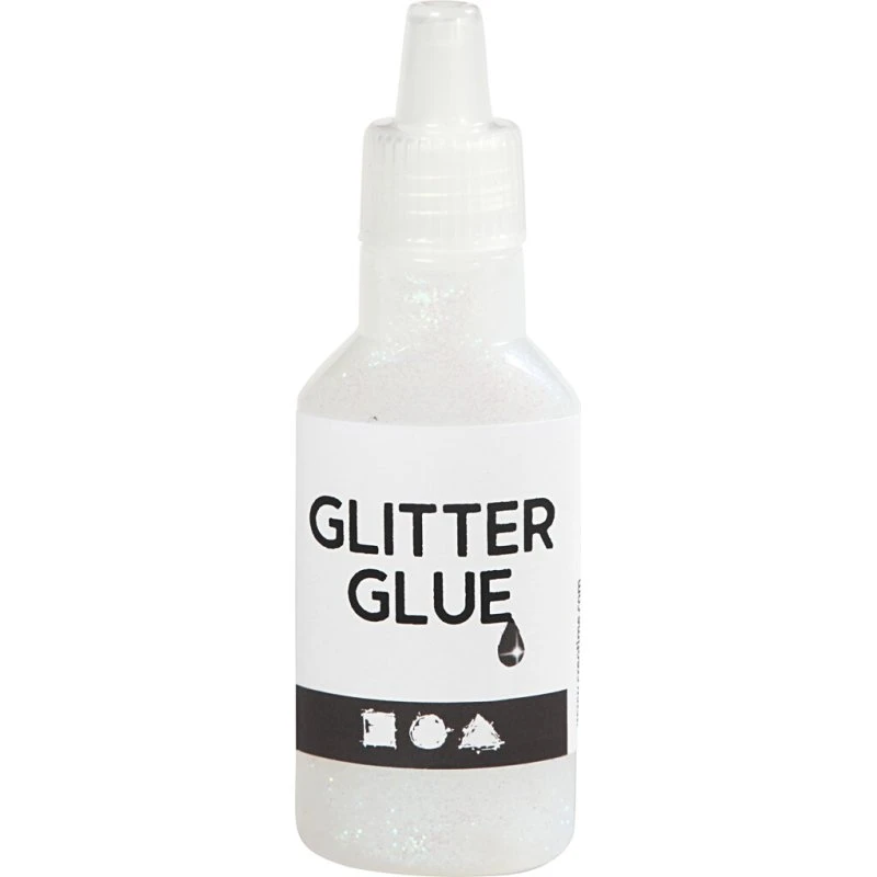Glitterlim – holografisk hvid 25 ml