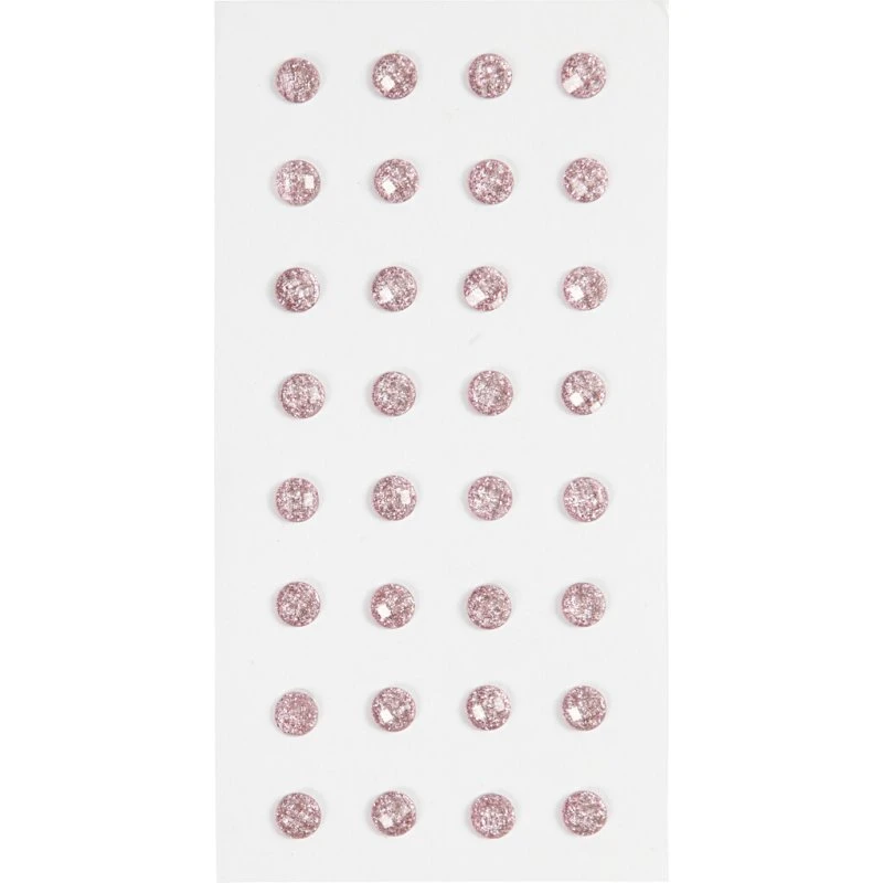 Rhinsten klistermærker selvklæbende 8 mm lyserød 32 stk