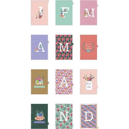 Skilleblade A5, guld/rød/koral – 12-måneds indeks, 1 stk