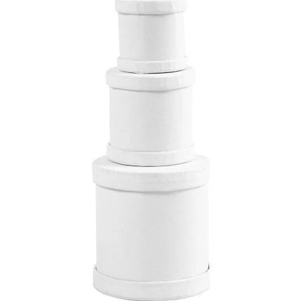 Trommeæsker sæt H 4+5+7 cm Ø 4+5+6,5 cm, hvid