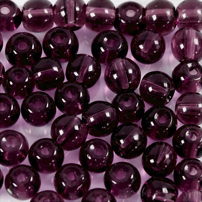 Glasperler ø 4 mm hul 1 mm - Lilla, 45 stk
