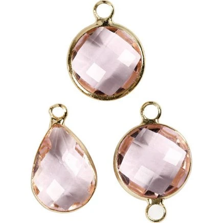 Uden mærke Smykkevedhæng, lys rosa 15-20 mm (6 stk)