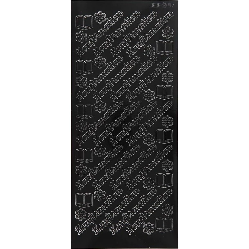 Konfirmationsklistermærker, sort - ark 10x23 cm