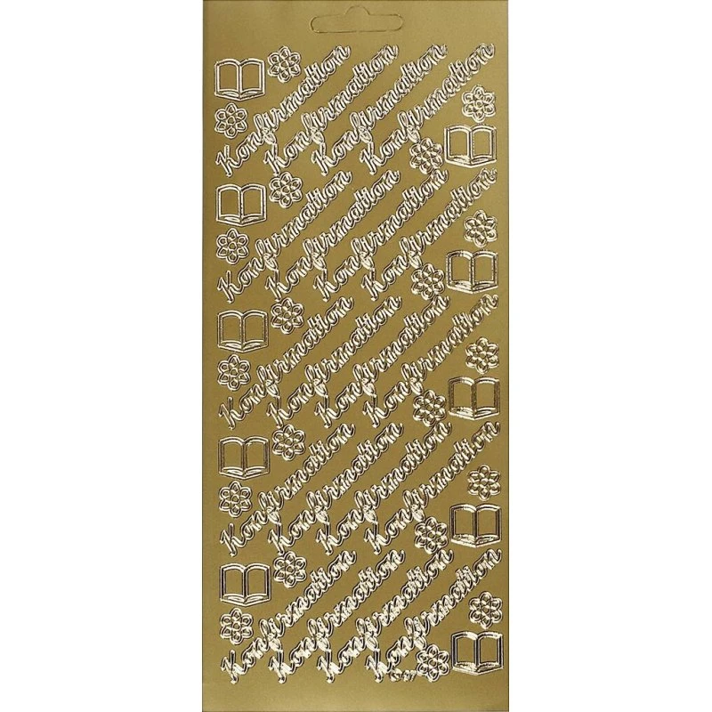 Konfirmation Klistermærker, Guld - Folieark 10x23 cm
