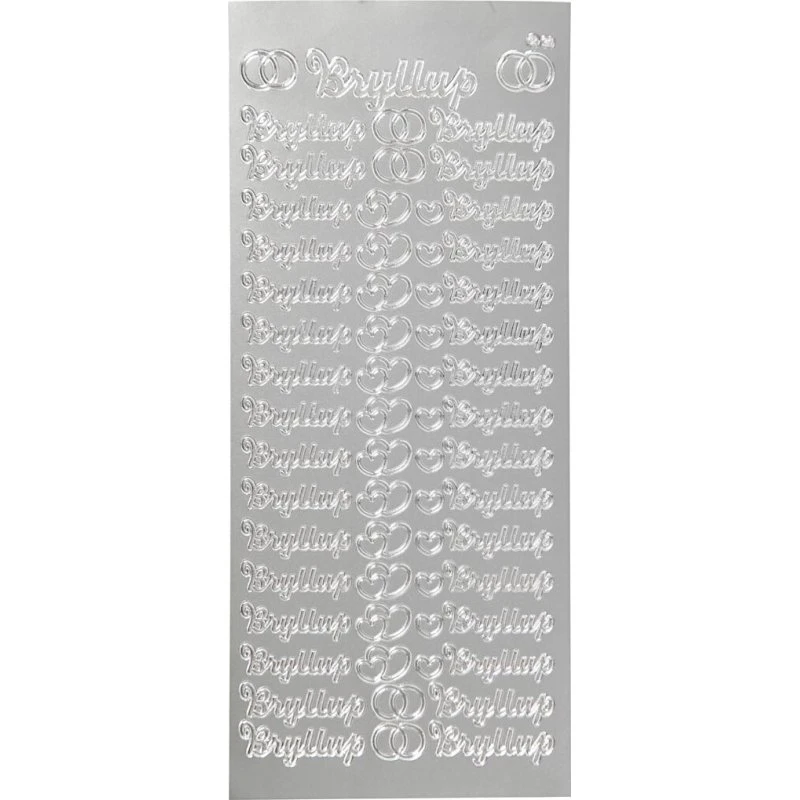 Stickers - Bryllup Sølv (ark 10x23 cm)