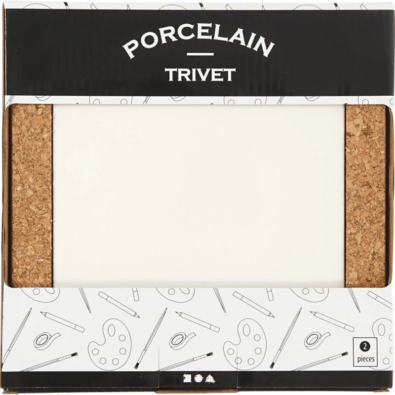 Creativ Company bordskåner hvid m. korkramme 15,5x15,5x1 cm, 2 stk