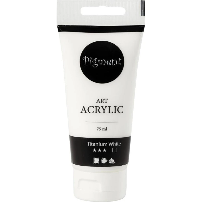 Akrylmaling vandbaseret halvblank Titaniumhvid 75 ml