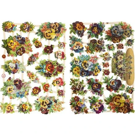 Glansbilleder Stedmoderblomster 2 ark 16,5x23,5 cm