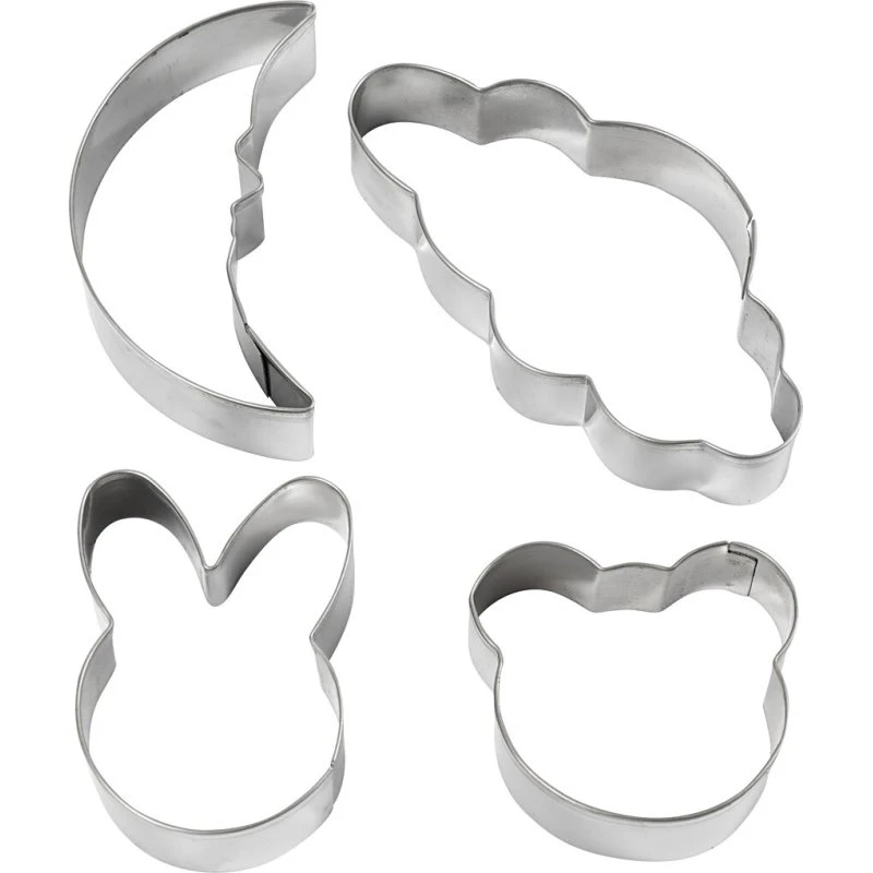 Udstiksforme - Sky, Hare, Bjørn, Måne 10 cm (4 stk)