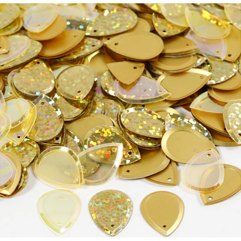 Pailletter dråbe 14x19 mm guld 50 g