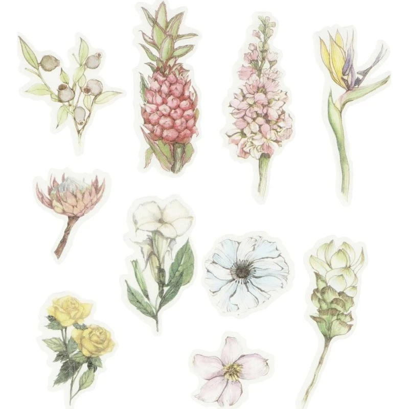 Washi Stickers Blomster – 30 stk (25–60 mm)