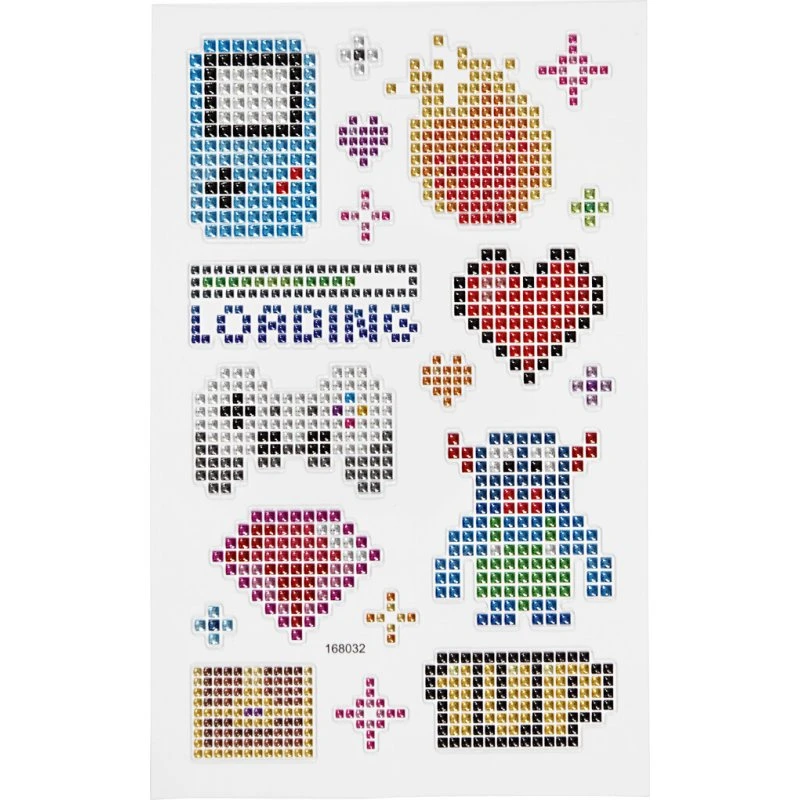 Gamer klistermærker med rhinsten, 1 ark (10x16 cm)