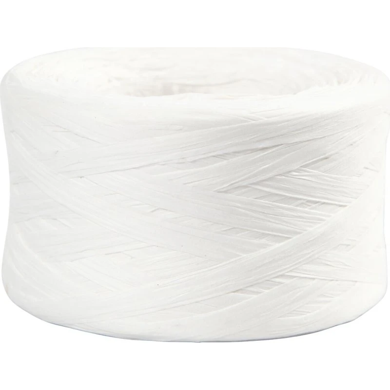 Raffia papirgarn 7–8 mm, hvid – 100 m