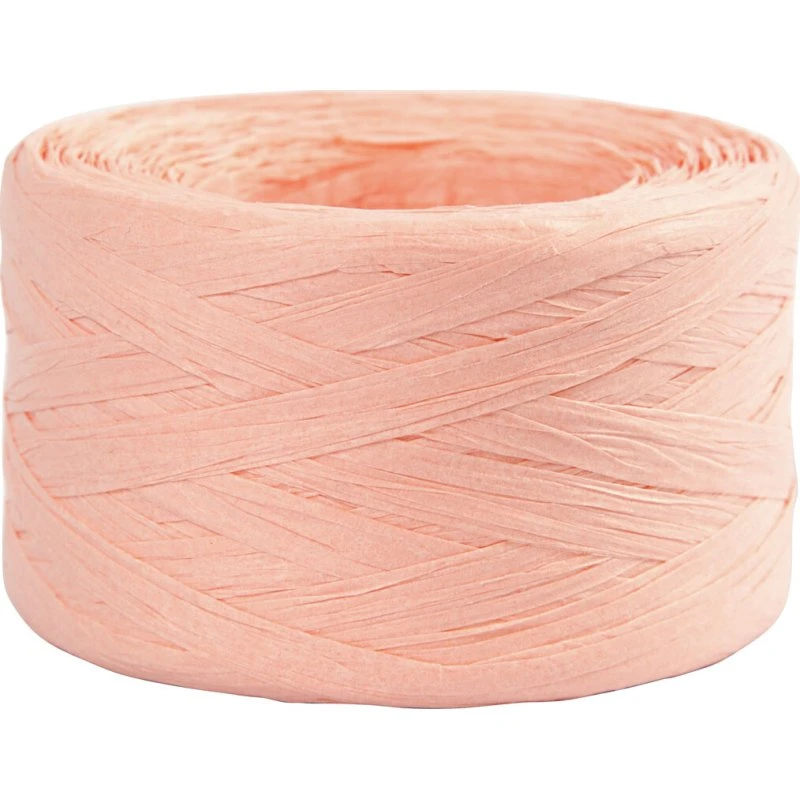 Raffia Papirgarn B 7-8 mm Lys Rosa 100 m