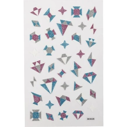 Glitterstickers diamanter, ark 10x16 cm (1 stk)