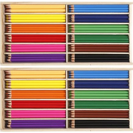 Farveblyanter 3 mm trekantede, assorterede farver, 288 stk