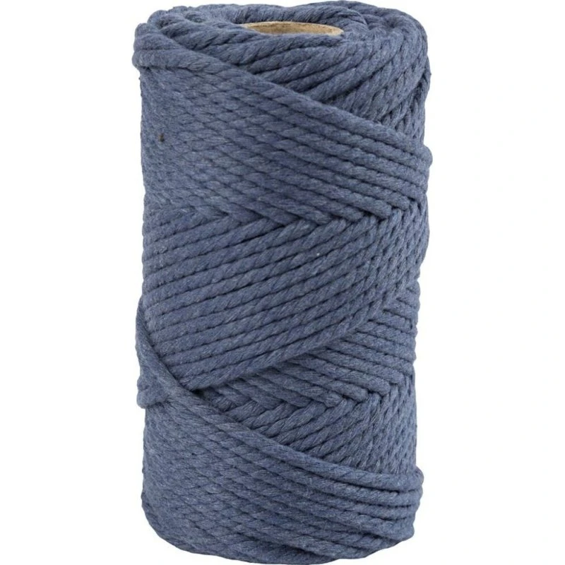 Macramé Snor 4 mm - 55 m, blå (80% genanv. bomuld)