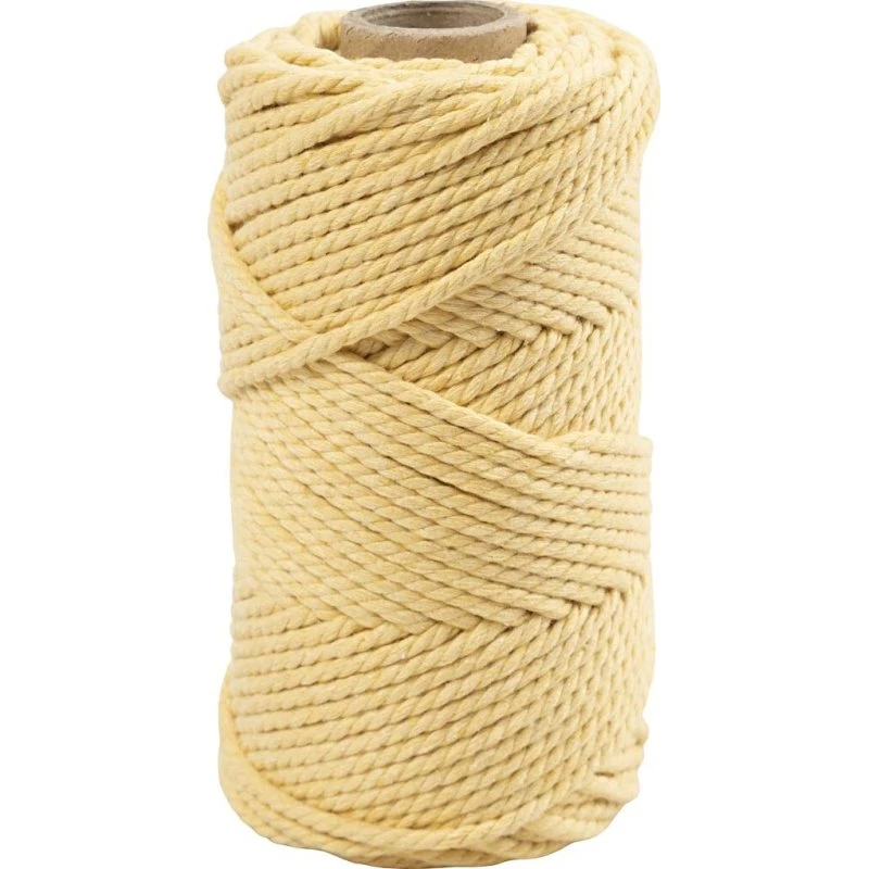Macramé reb 55 m – ø 4 mm, lys gul, 330 g