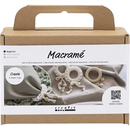 Creativ Company Mini DIY Kit Macramé – Servietringe, off white
