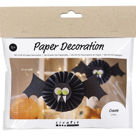 Creativ Mini DIY-kit Papirpynt – Flagermus, sort/hvid, 1 pk