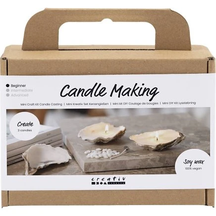 Creativ Company Mini DIY Kit Lysstøbning – Soyalys i østersskaller, Off White